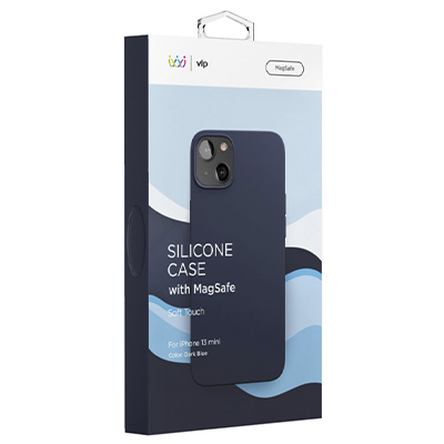 Чехол iPhone 13 mini "vlp" Silicone Case MagSafe, темно-синий