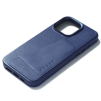 Чехол iPhone 15 Pro Max Mujjo Full Leather Wallet Case MagSafe, синий