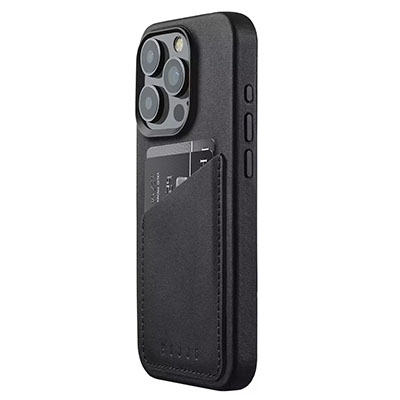 Чехол iPhone 15 Pro Mujjo Full Leather Wallet Case MagSafe, черный