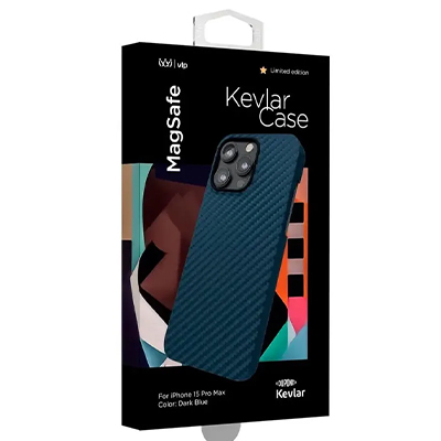 Чехол iPhone 15 Pro Max "vlp" Kevlar Case MagSafe, темно-синий
