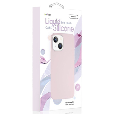 Чехол iPhone 14 "vlp" Liquid Silicone Case MagSafe, светло-розовый