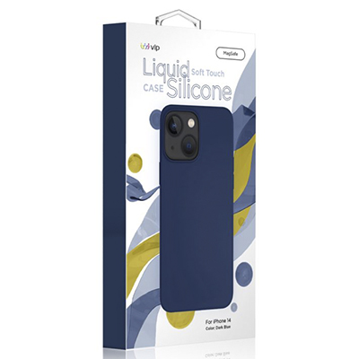 Чехол iPhone 14 "vlp" Liquid Silicone Case MagSafe, темно-синий
