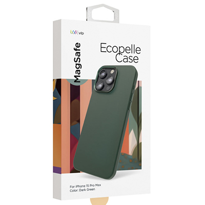 Чехол iPhone 15 Pro Max "vlp" Ecopelle Case MagSafe, темно-зеленый