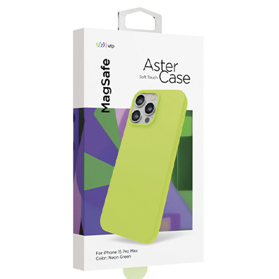 Чехол iPhone 15 Pro Max "vlp" Aster Case MagSafe, неоновый желтый