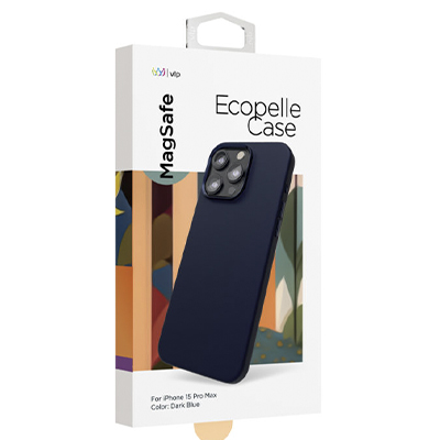 Чехол iPhone 15 Pro Max "vlp" Ecopelle Case MagSafe, синий
