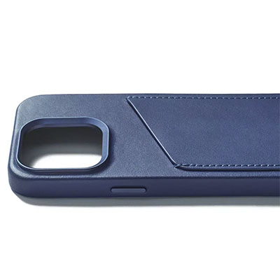 Чехол iPhone 15 Pro Mujjo Full Leather Wallet Case MagSafe, синий