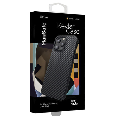 Чехол iPhone 15 Pro Max "vlp" Kevlar Case MagSafe, черный