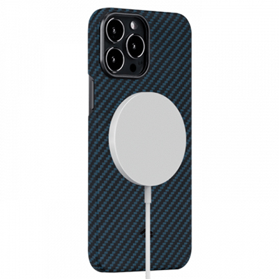 Чехол iPhone 13 Pro Pitaka MagEZ Case 2 карбон, черно-синий
