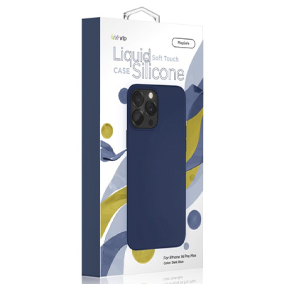 Чехол iPhone 14 Pro Max "vlp" Liquid Silicone Case MagSafe, темно-синий