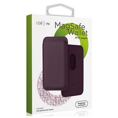Картхолдер "vlp" из натуральной кожи с MagSafe, марсала