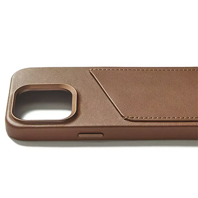 Чехол iPhone 15 Pro Mujjo Full Leather Wallet Case MagSafe, коричневый