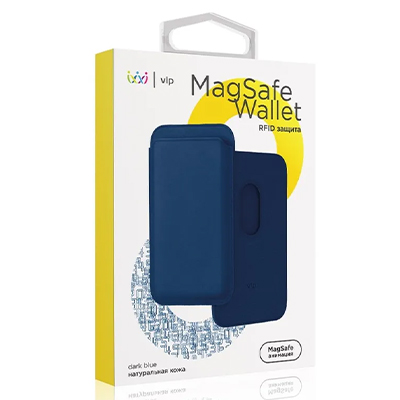 Картхолдер "vlp" из натуральной кожи с MagSafe, темно-синий