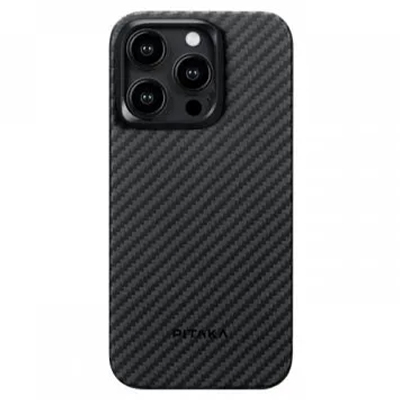 Чехол iPhone 15 Pro Max Pitaka MagEZ Case 4 черно-серый кевлар