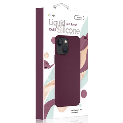 Чехол iPhone 14 Plus "vlp" Liquid Silicone Case MagSafe, марсала