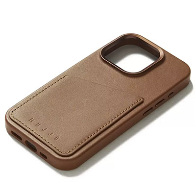 Чехол iPhone 15 Pro Mujjo Full Leather Wallet Case MagSafe, коричневый