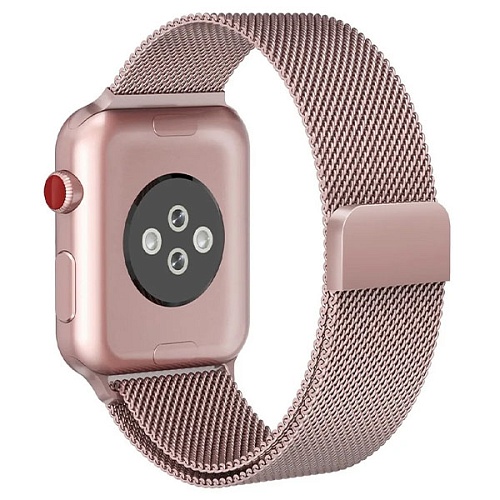 Ремешок Gurdini Milanese Loop металлический для Apple Watch 42/44мм, Розовое золото