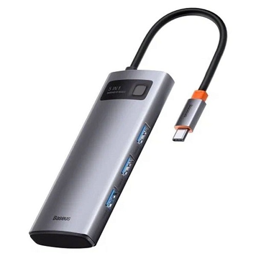Хаб Baseus Metal Gleam Series 5-in-1 Multifunctional Type-C, серый