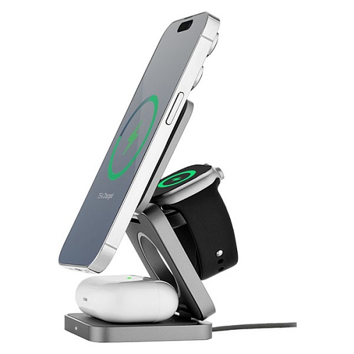 Беспроводная зарядная станция uBear Balance Magnetic wireless charger (3в1), серый