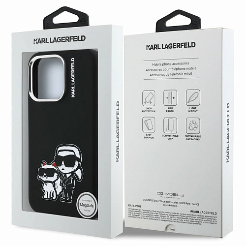 Чехол iPhone 16 Pro Max Lagerfeld Liquid Silicone Sketch Karl&Choup Metal cam Hard Blk MagSafe, черный