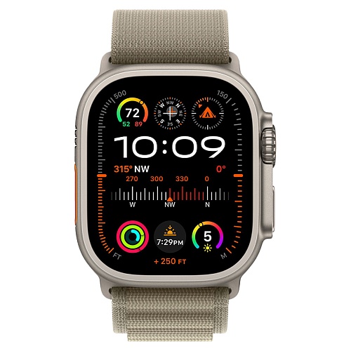 Apple Watch Ultra 2, 49 мм, корпус из титана, Alpine Loop, оливковый, M