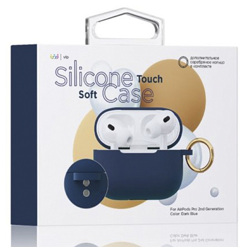 Чехол AirPods Pro 2 "vlp" Soft Touch с кольцом, темно-синий