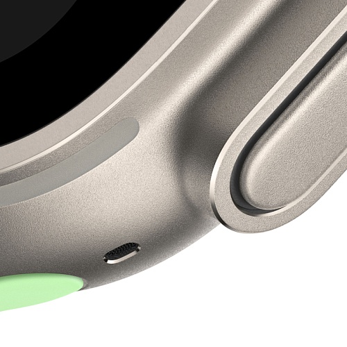 Apple Watch Ultra 3, 49 мм, корпус из натурального титана, Ocean Band неоновый зеленый