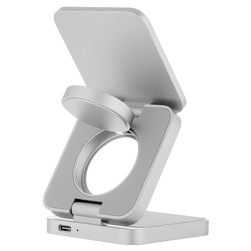 Беспроводная зарядная станция uBear Balance Magnetic wireless charger (3в1), серебристый