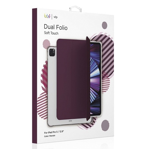 Чехол iPad Pro 2021 (12.9'') "vlp" Dual Folio, марсала