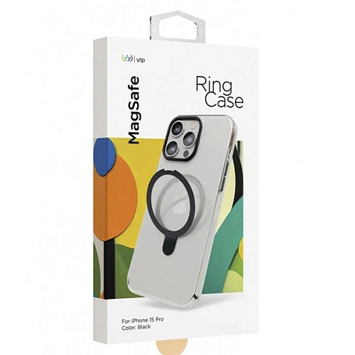 Чехол iPhone 15 Pro "vlp" Ring Case MagSafe c подставкой, черный