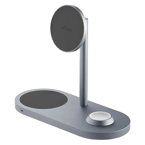 Беспроводная зарядная станция uBear Stage Magnetic Wireless (3в1), серый