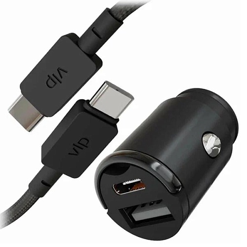 АЗУ "vlp" С-Power 45W USB-C+USB-A, PD, QC, USB-C кабель, черный