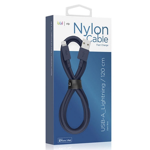 Дата-кабель "vlp" Nylon Cable USB A - Lightning MFI, 1.2м, темно-синий