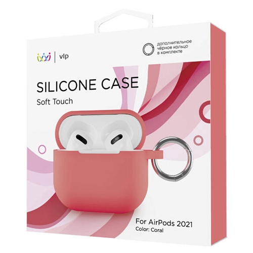 Чехол AirPods 3 "vlp" Soft Touch с кольцом, коралловый
