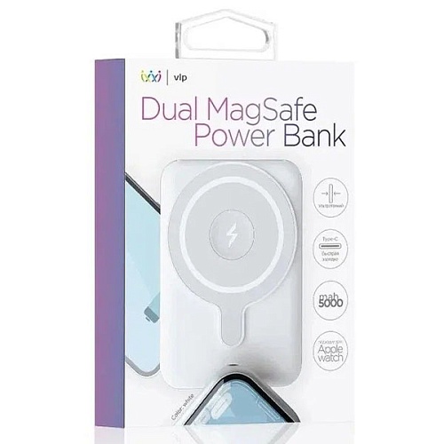 Аккумулятор внешний «vlp» Dual Magsafe PowerBank 5000 mAh, 3A, USB-C, белый