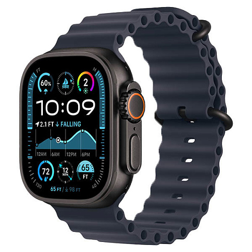 Apple Watch Ultra 2 2024, 49 мм, корпус из черного титана, Ocean Band, темно-синий