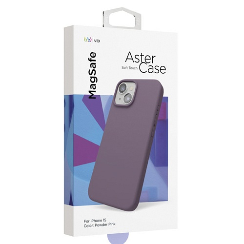 Чехол iPhone 15 "vlp" Aster Case MagSafe, пудровый