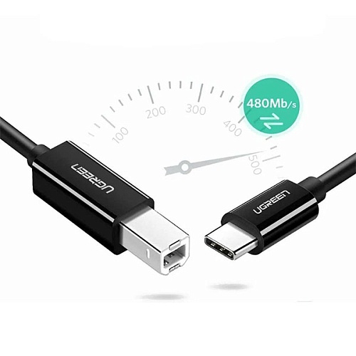 Кабель UGREEN US241 (50446) USB-C to USB-B 2.0 Printer Cable для подключения принтера, 2м, черный