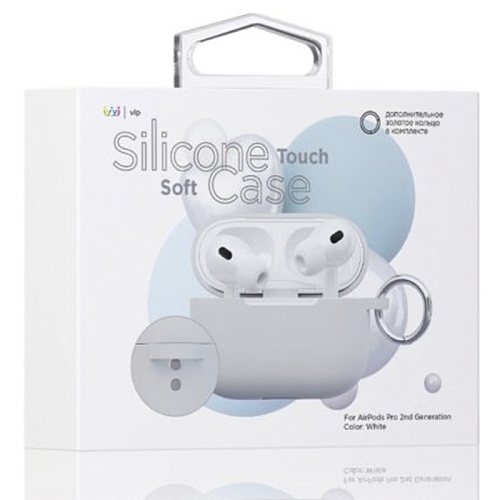 Чехол AirPods Pro 2 "vlp" Soft Touch с кольцом, белый