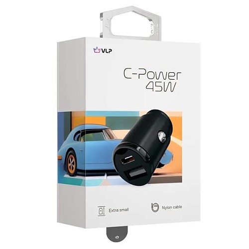АЗУ "vlp" С-Power 45W USB-C+USB-A, PD, QC, USB-C кабель, черный