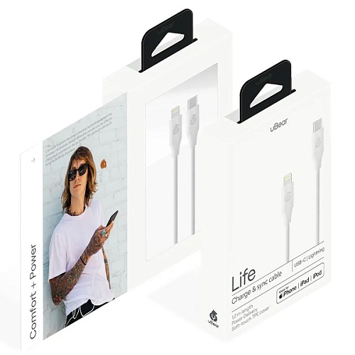 Кабель uBear Life Cable USB-C/Lightning 1.2м, белый