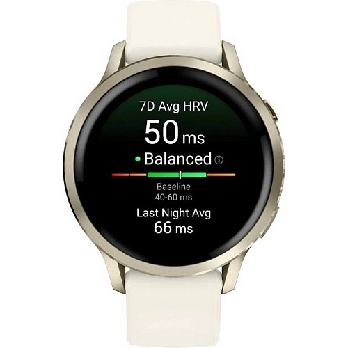 Спортивные часы Garmin Venu 4, 41 мм, корпус лунное золото, силиконовый ремешок цвета кости