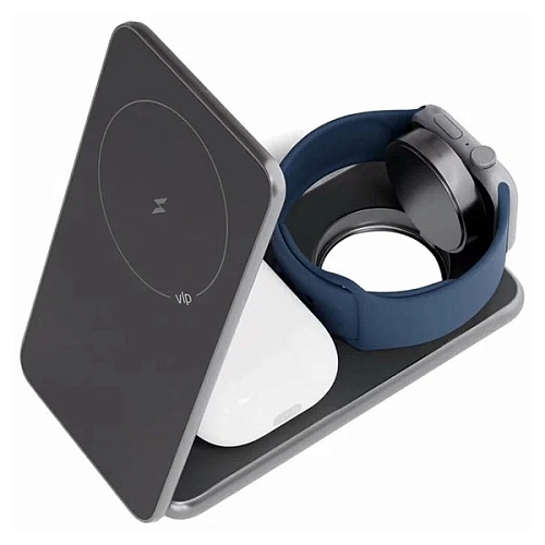 Беспроводная зарядная станция "vlp" Alum Power (3в1), темно-серое