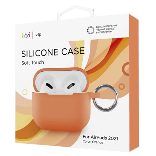 Чехол AirPods 3 "vlp" Soft Touch с кольцом, оранжевый