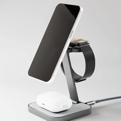 Беспроводное зарядное устройство "vlp" Unity Power 3 in 1 для Apple, серый космос