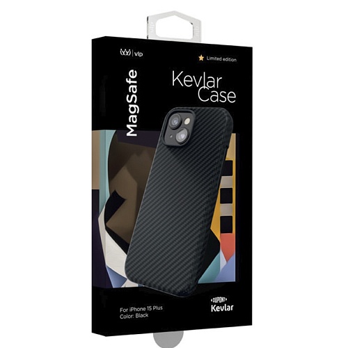 Чехол iPhone 15 Plus "vlp" Kevlar Case MagSafe, черный