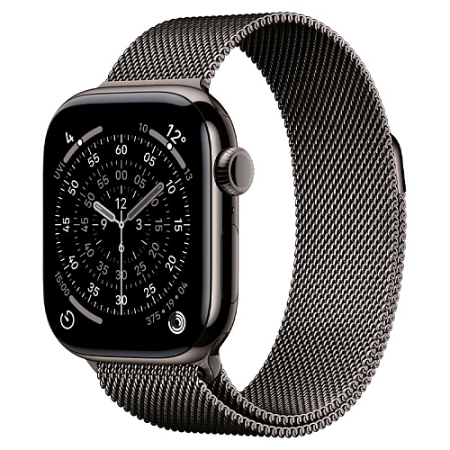 Apple Watch Series 11, 42 мм, корпус из титана сланцевый, Titanium Milanese Loop сланцевый