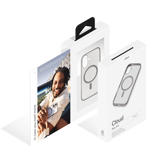 Чехол iPhone 17 uBear Cloud Mag Case, MagSafe, серый