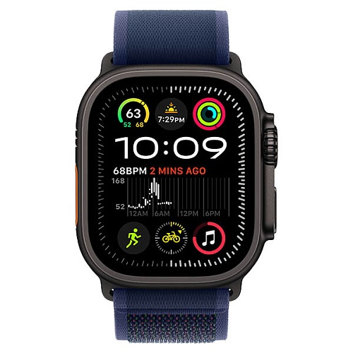Apple Watch Ultra 2 2024, 49 мм, корпус из черного титана, Trail Loop, синий, M/L
