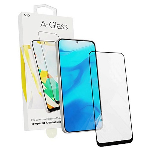 Стекло защитное 2.5D "vlp" A-Glass для Samsung Galaxy А35/A55 с черной рамкой