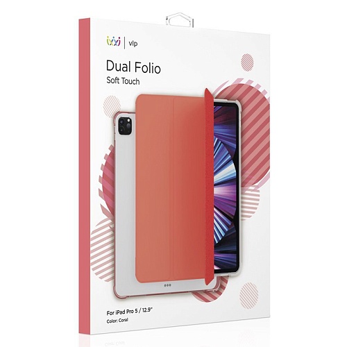 Чехол iPad Pro 2021 (12.9'') "vlp" Dual Folio, коралловый